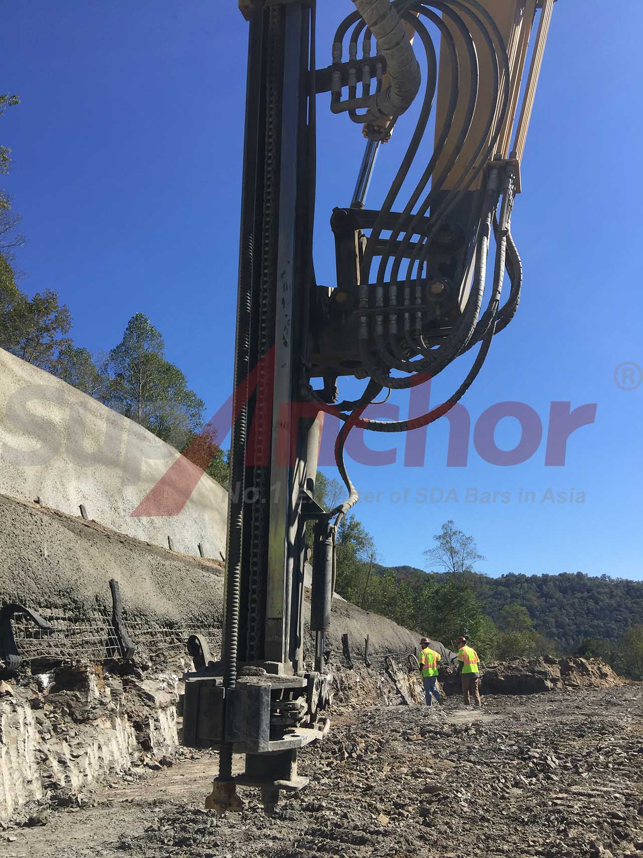 Construction site using SupAnchor self drilling anchor system