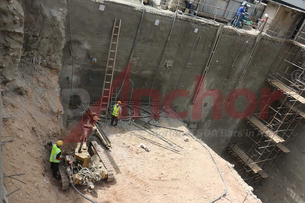 Construction site using SupAnchor self drilling anchor system