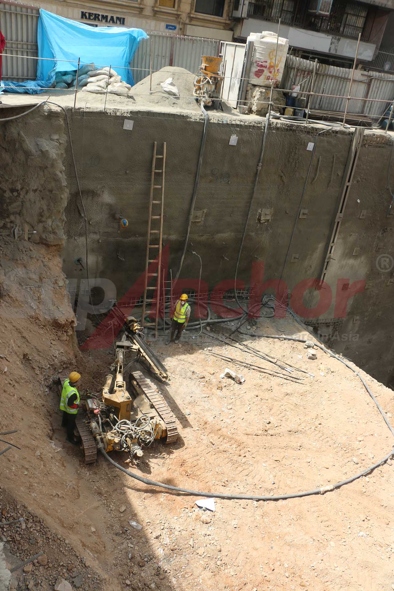Construction site using SupAnchor self drilling anchor system