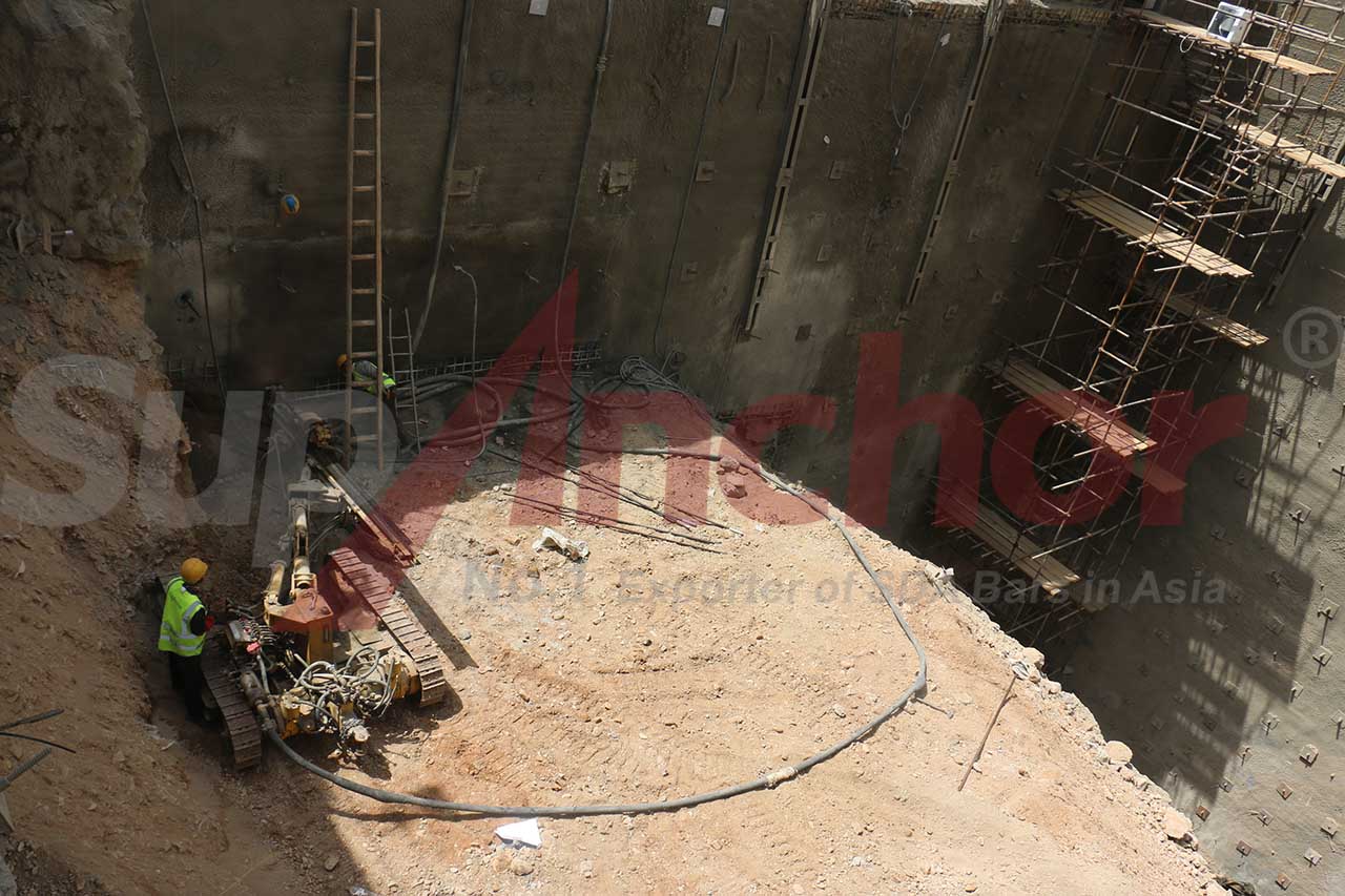 Construction site using SupAnchor self drilling anchor system