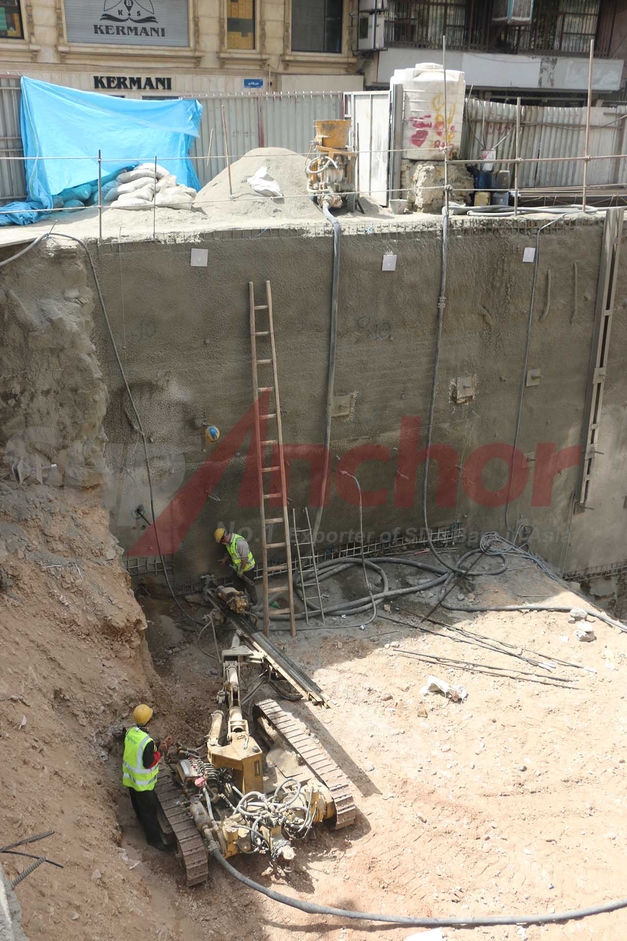 Construction site using SupAnchor self drilling anchor system