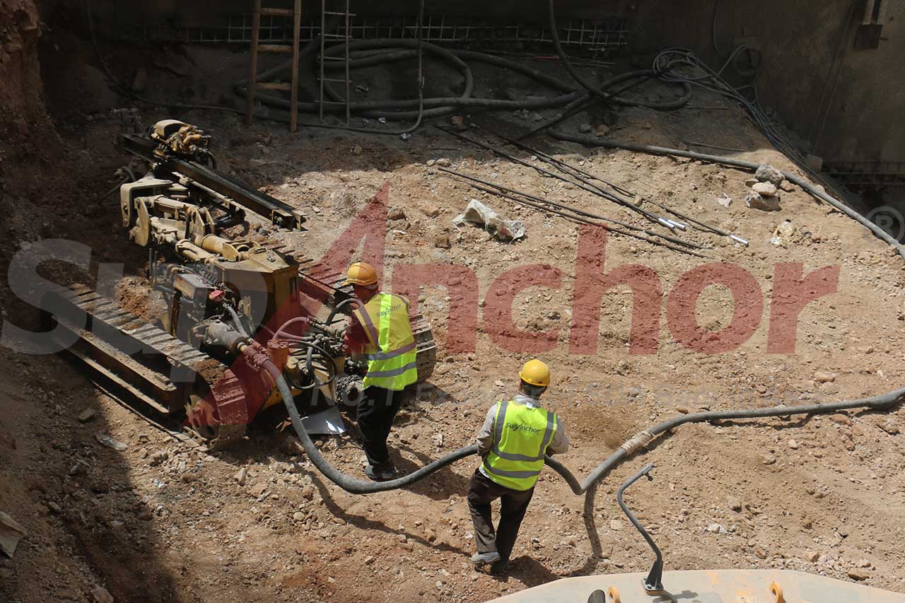 Construction site using SupAnchor self drilling anchor system