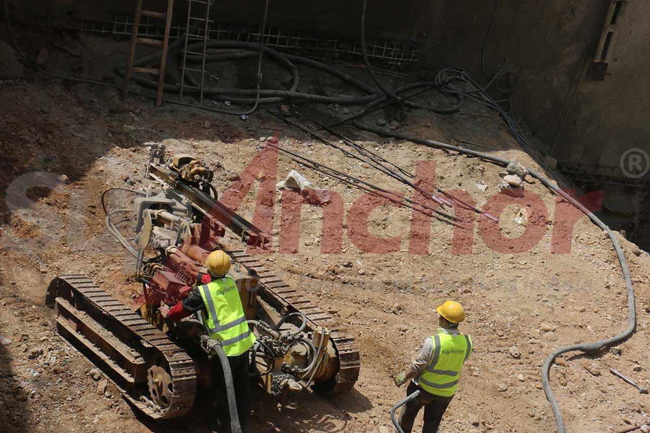 Construction site using SupAnchor self drilling anchor system