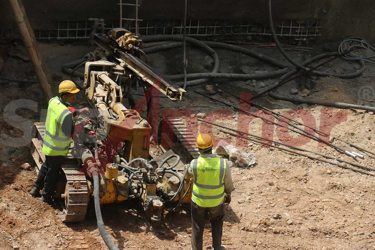 Construction site using SupAnchor self drilling anchor system