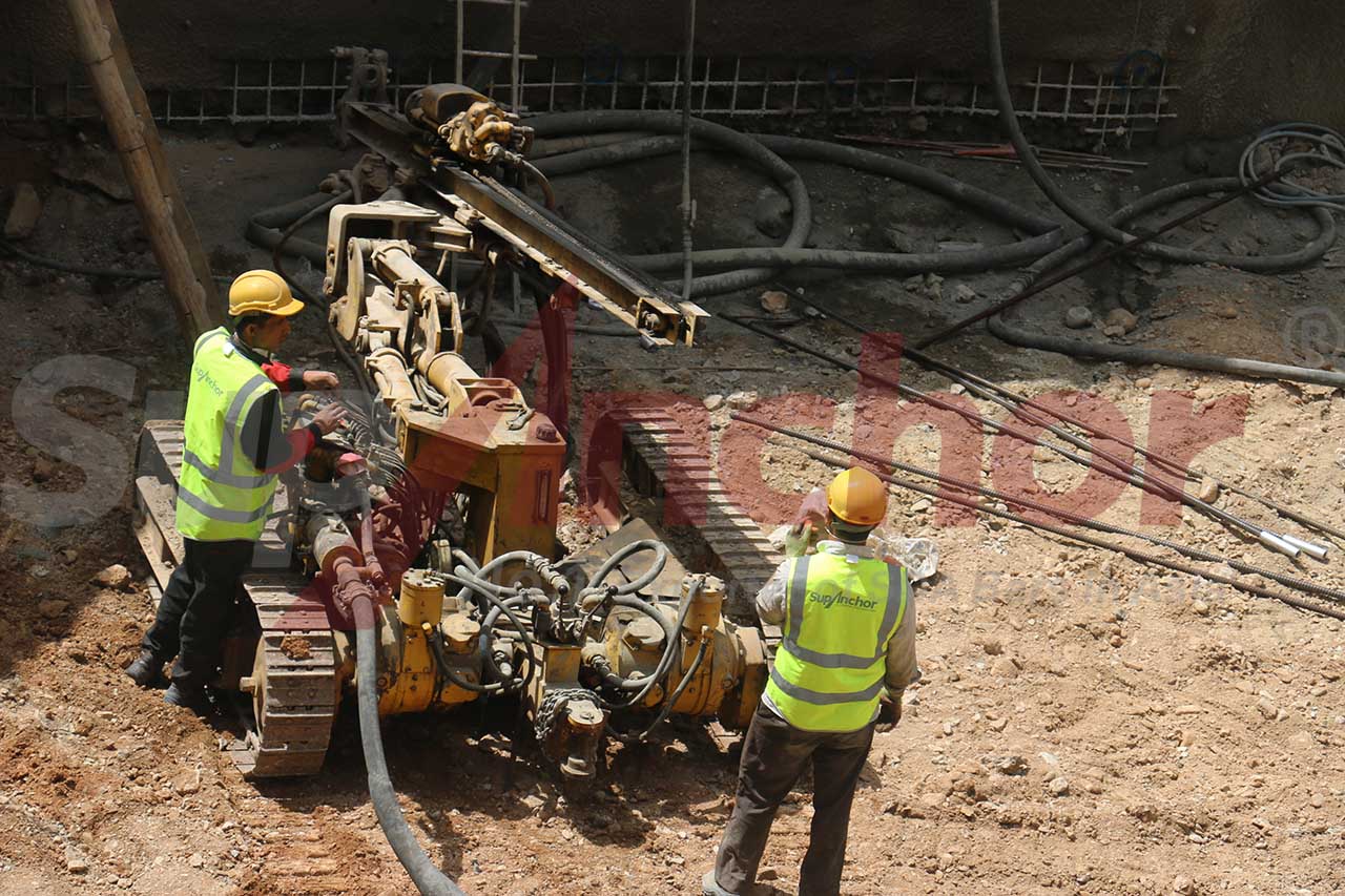 Construction site using SupAnchor self drilling anchor system