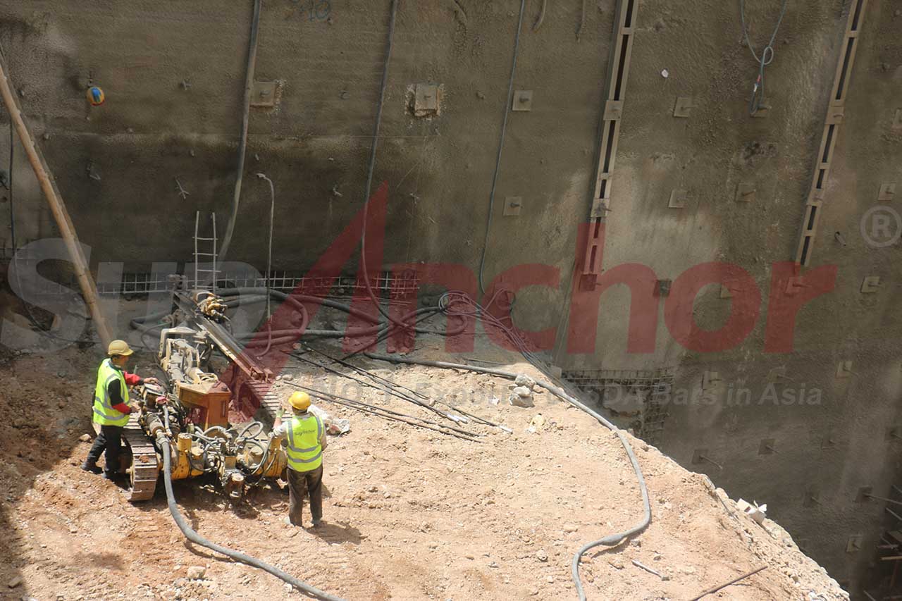 Construction site using SupAnchor self drilling anchor system