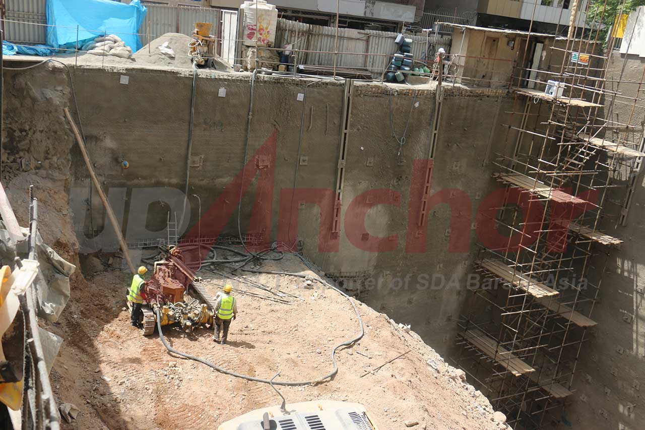 Construction site using SupAnchor self drilling anchor system