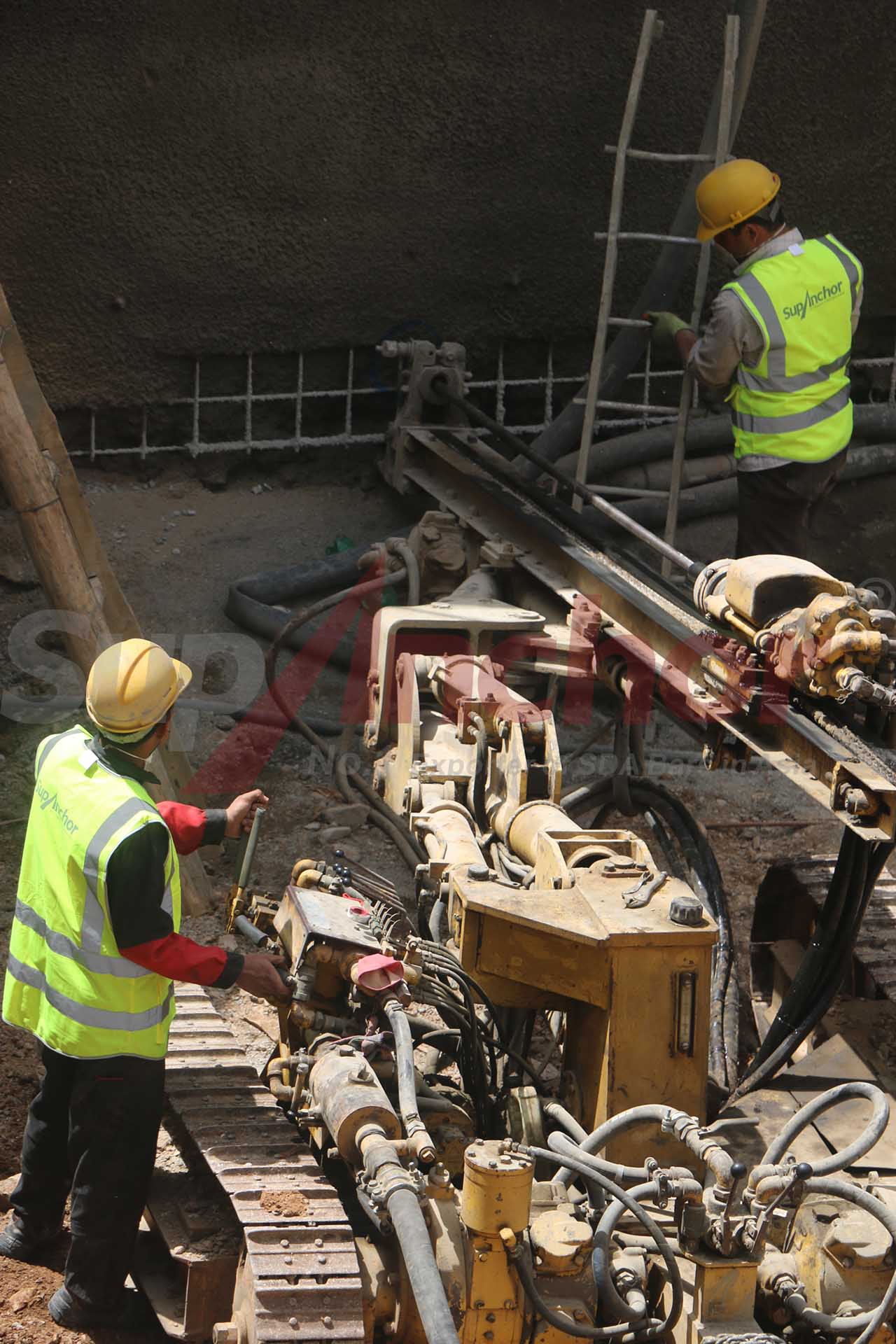 Construction site using SupAnchor self drilling anchor system
