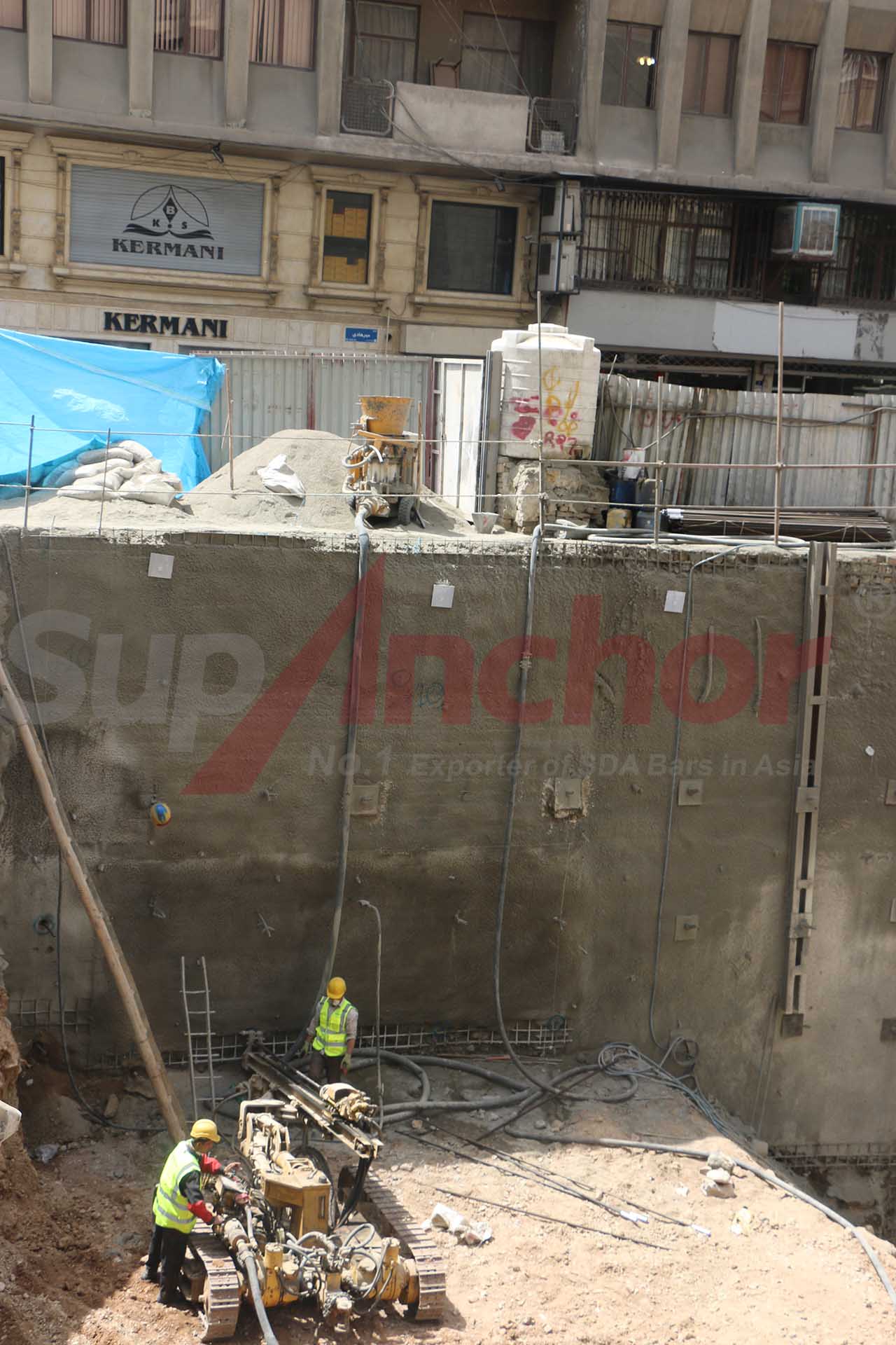 Construction site using SupAnchor self drilling anchor system