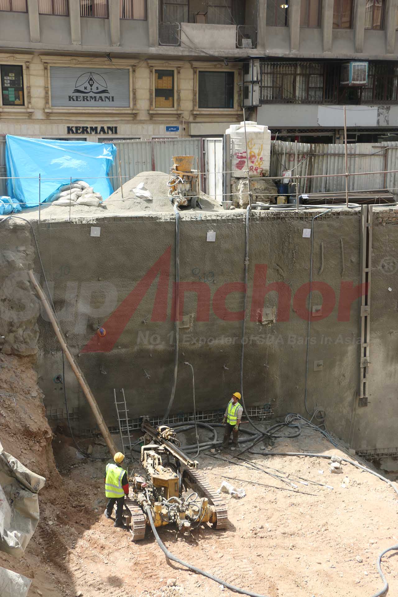 Construction site using SupAnchor self drilling anchor system