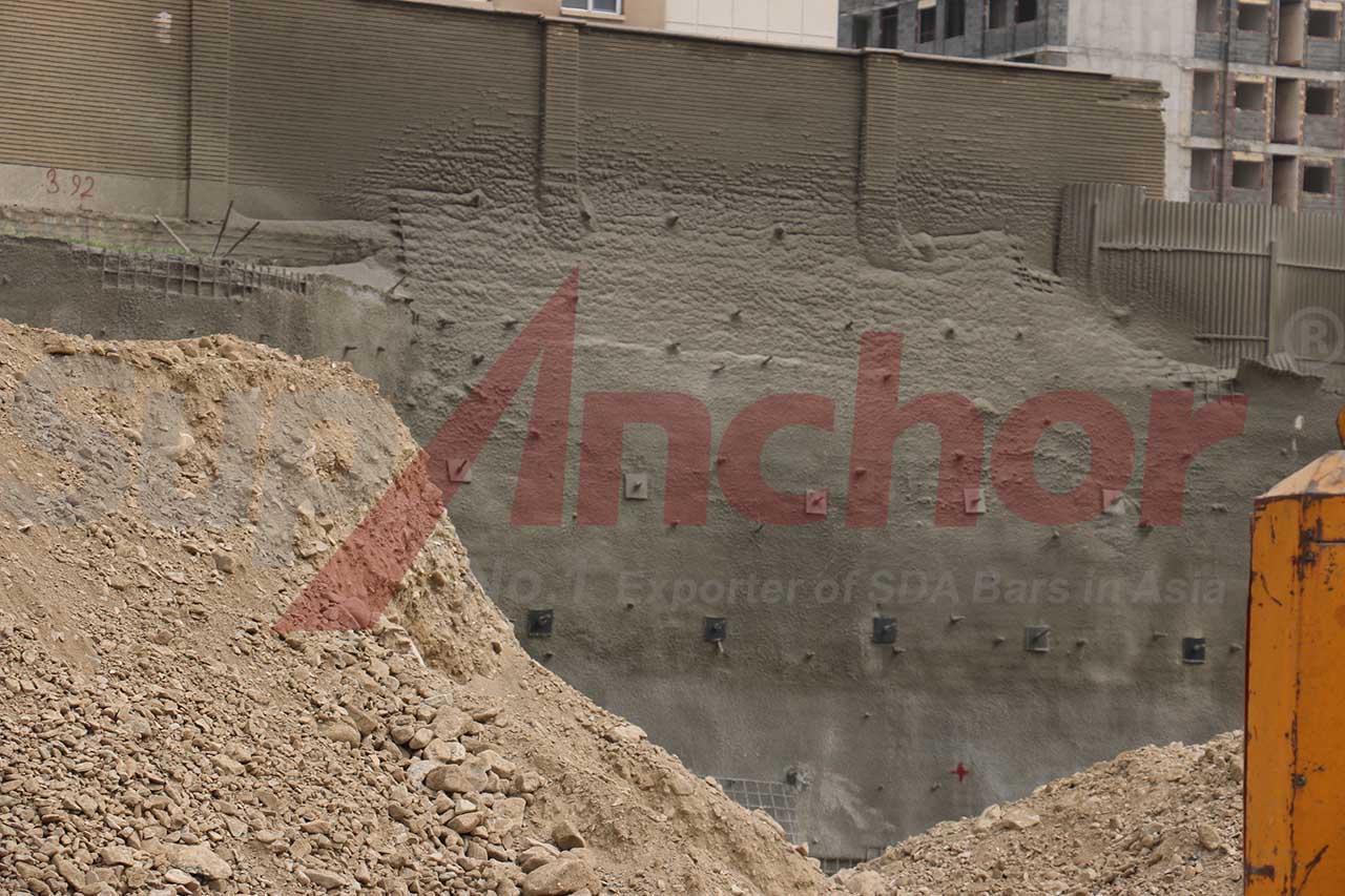 Construction site using SupAnchor self drilling anchor system