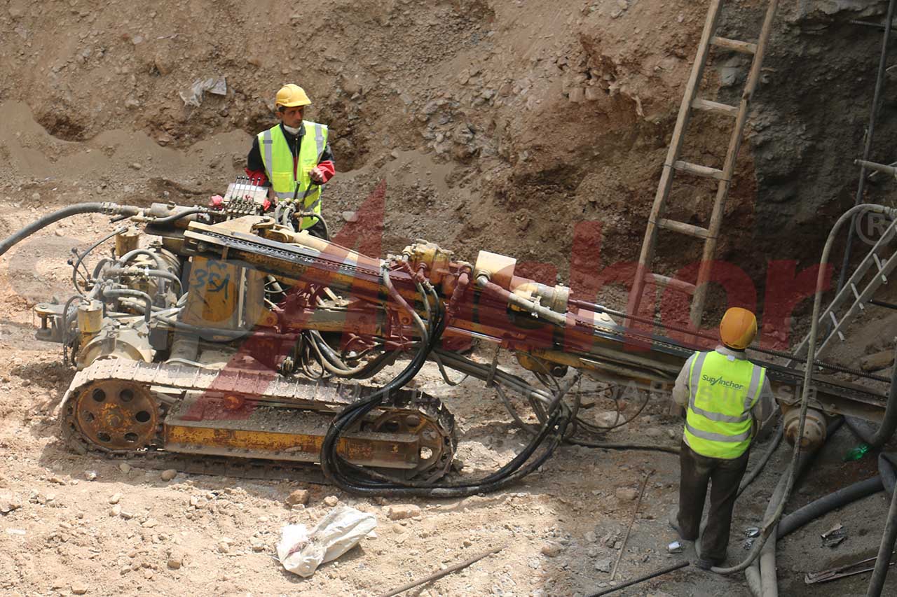 Construction site using SupAnchor self drilling anchor system