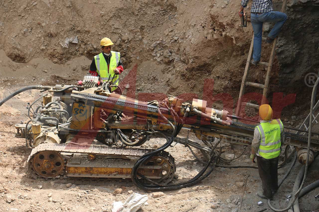Construction site using SupAnchor self drilling anchor system