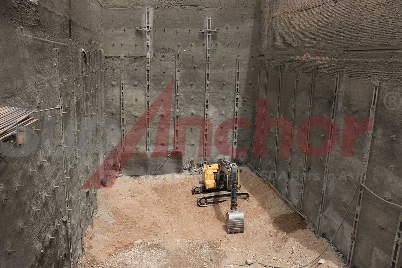 Construction site using SupAnchor self drilling anchor system