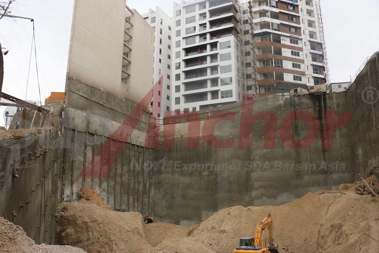 Construction site using SupAnchor self drilling anchor system