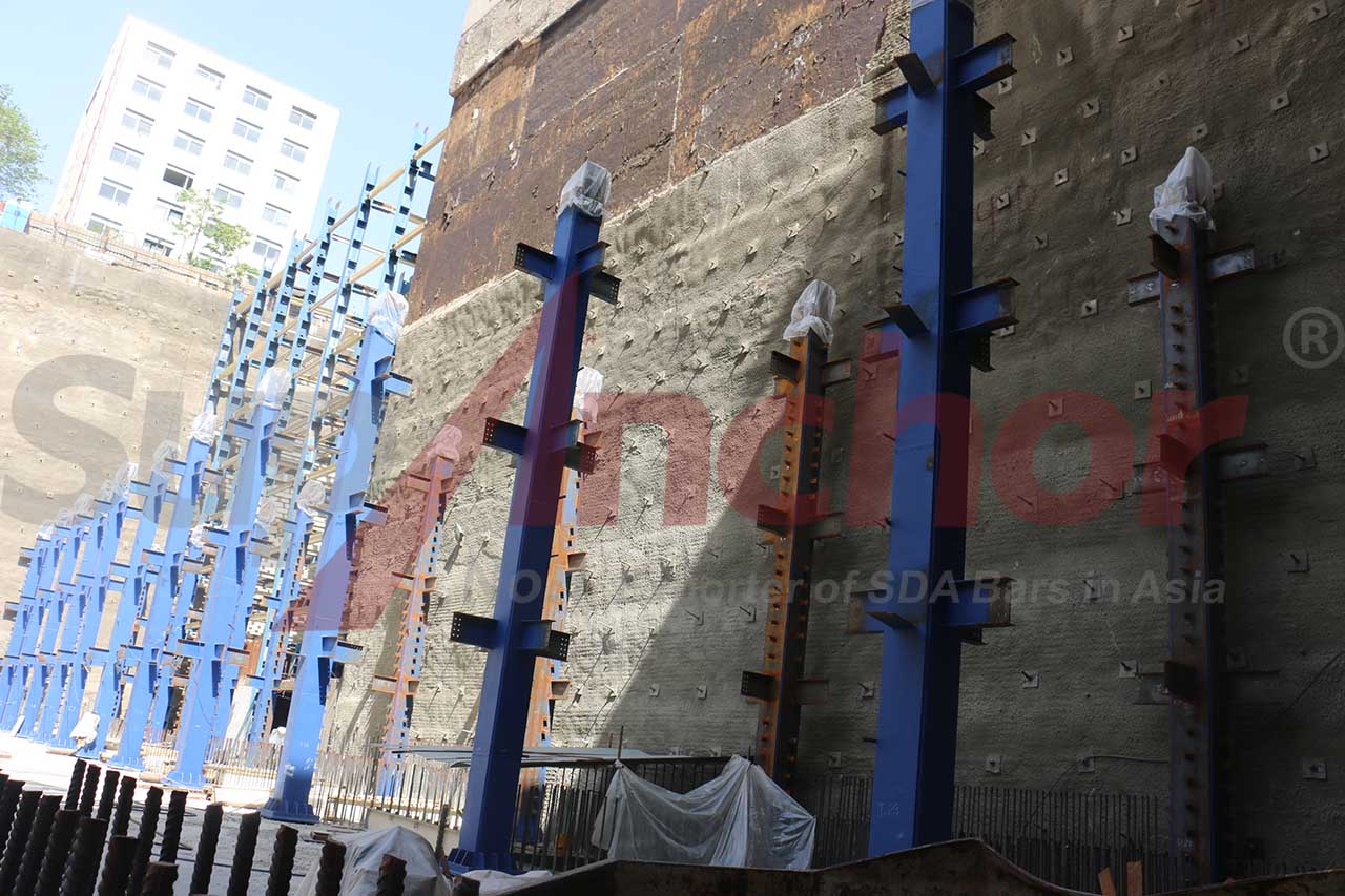 Construction site using SupAnchor self drilling anchor system